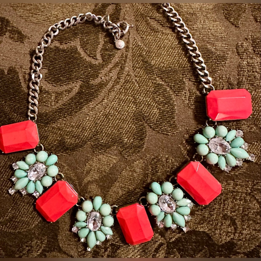 J.Crew Statement Necklace -Orange and Light Blue